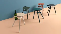 Houten Bijzettafels|Ronde Bijzettafels-Pode Bottle Stool Bijzettafel Naturel