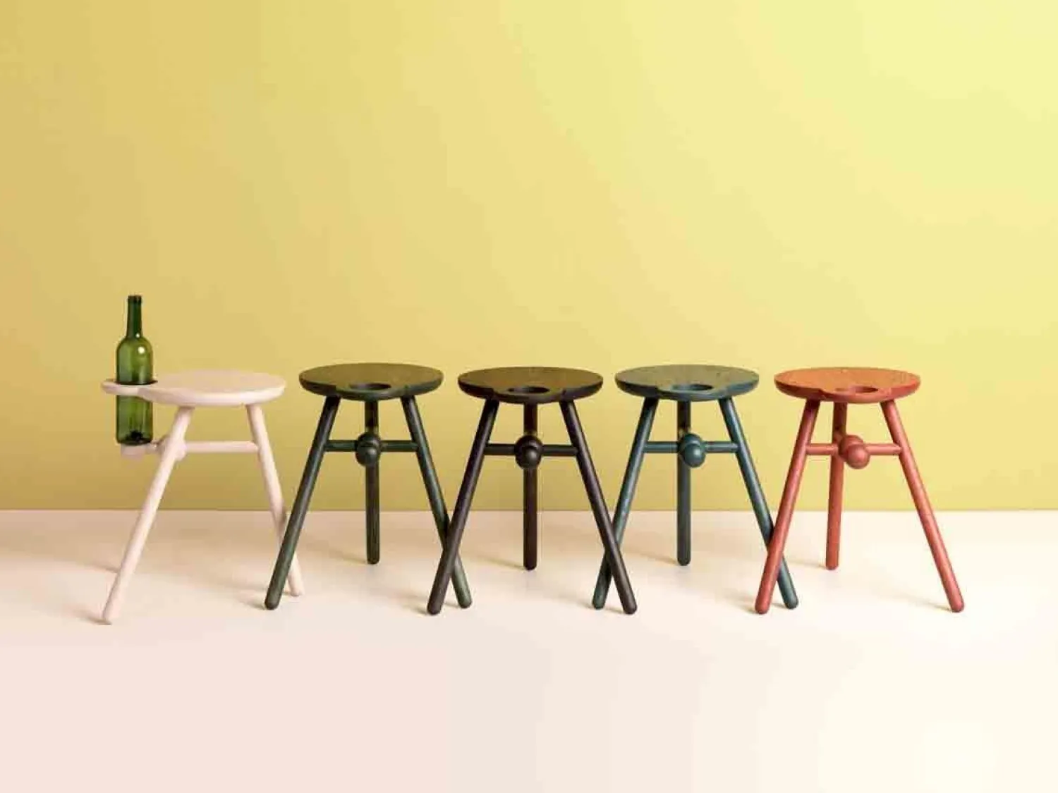 Houten Bijzettafels|Ronde Bijzettafels-Pode Bottle Stool Bijzettafel Naturel