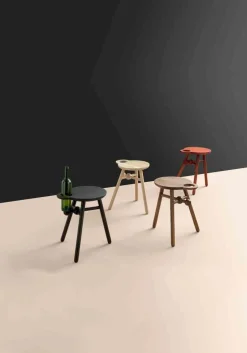 Houten Bijzettafels|Ronde Bijzettafels-Pode Bottle Stool Bijzettafel zwart