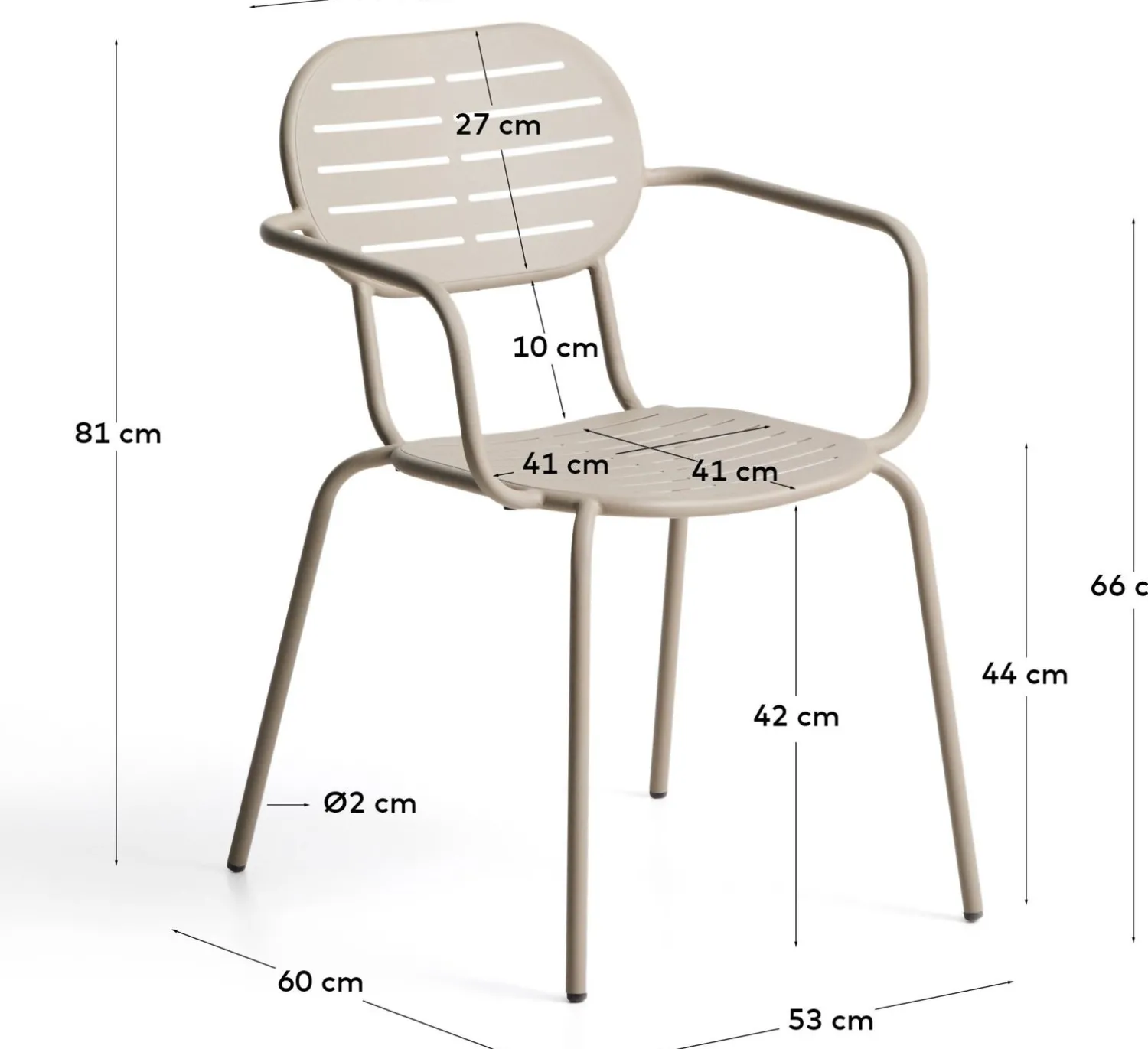 Tuinstoelen-Kave Home Brai Tuin Armstoel Taupe