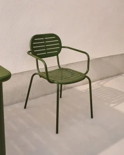 Tuinstoelen-Kave Home Brai Tuin Armstoel Donkergroen