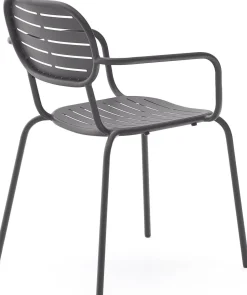 Tuinstoelen-Kave Home Brai Tuin Armstoel Donkergrijs
