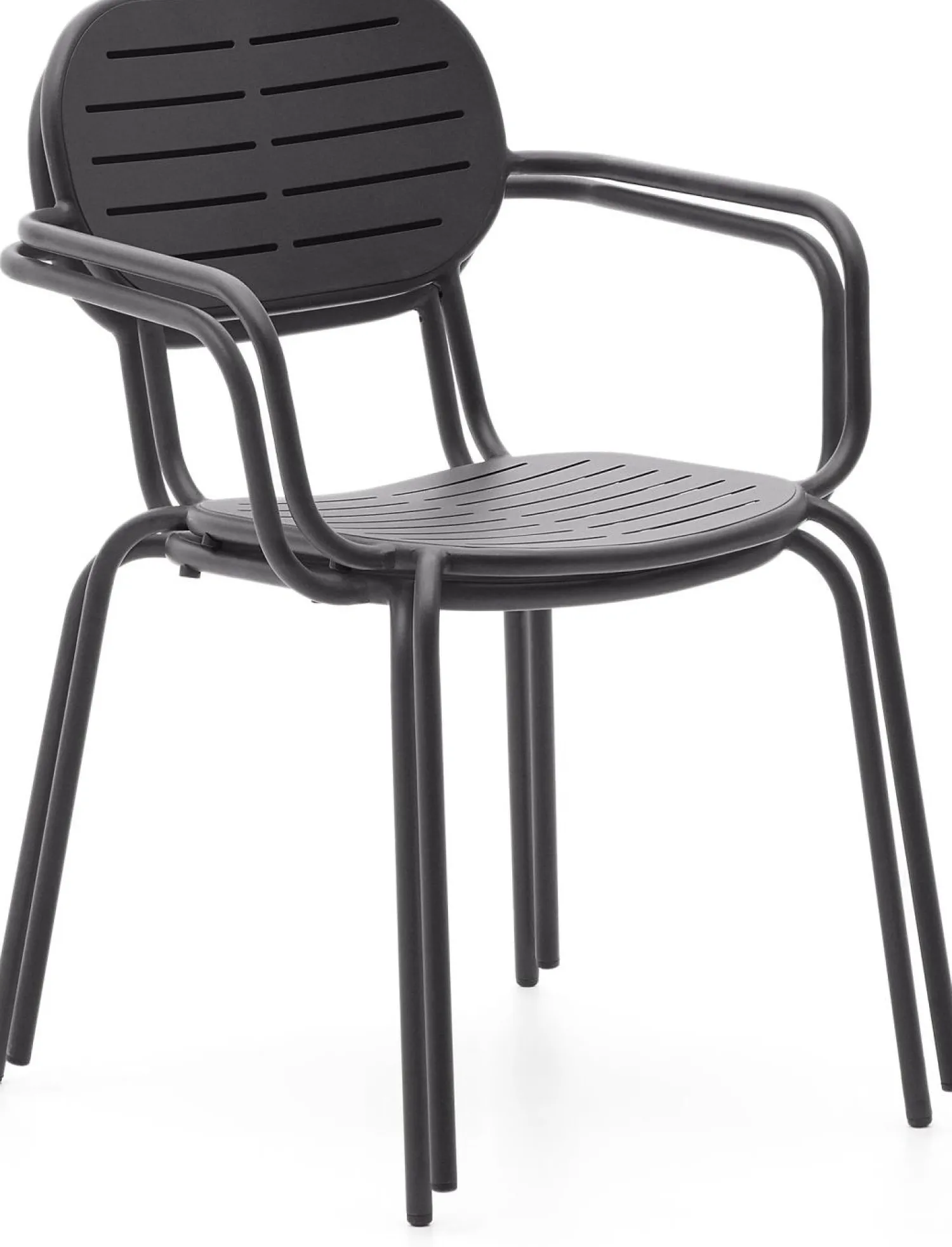 Tuinstoelen-Kave Home Brai Tuin Armstoel Donkergrijs