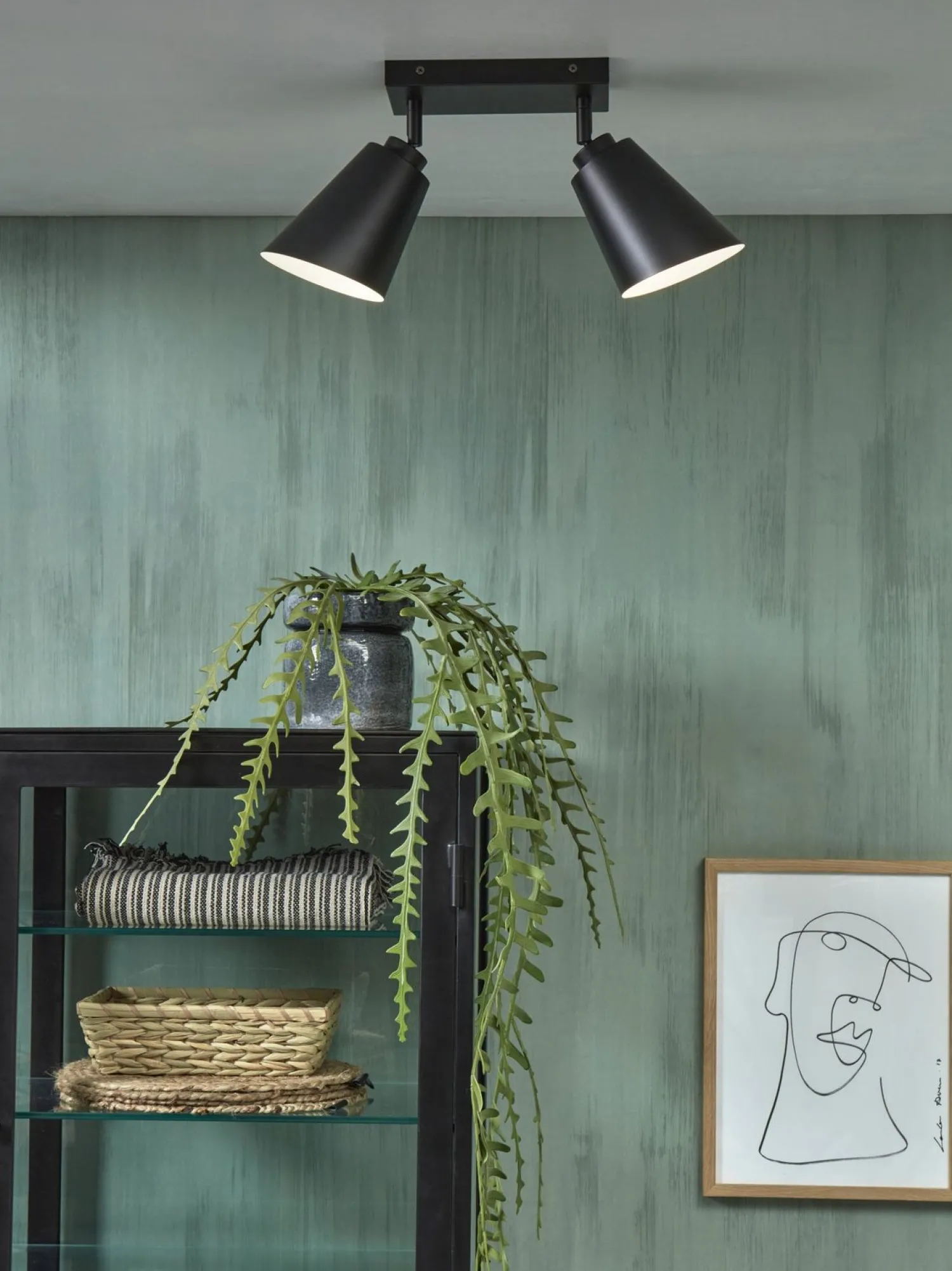 Industriële Plafondlampen|Plafondlampen-It's about RoMi Bremen 2 spots Plafondlamp Black