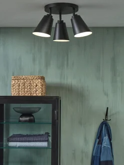 Industriële Plafondlampen|Plafondlampen-It's about RoMi Bremen 3 spots Plafondlamp Black