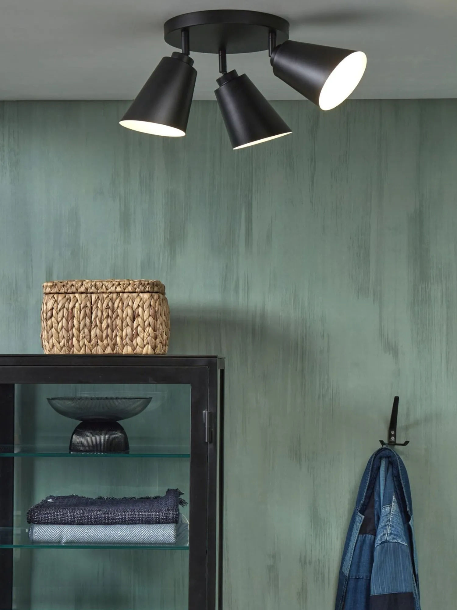 Industriële Plafondlampen|Plafondlampen-It's about RoMi Bremen 3 spots Plafondlamp Black