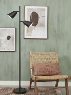 Industriële Vloerlampen|Vloerlampen-It's about RoMi Bremen 2 spots Vloerlamp Black