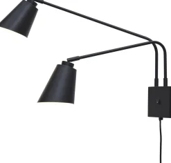 Industriële Wandlampen|Wandlampen-It's about RoMi Bremen 2 spots Wandlamp Black