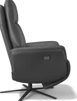 Leren Fauteuils|Draaifauteuils-Montèl Brera Relaxfauteuil Zwart