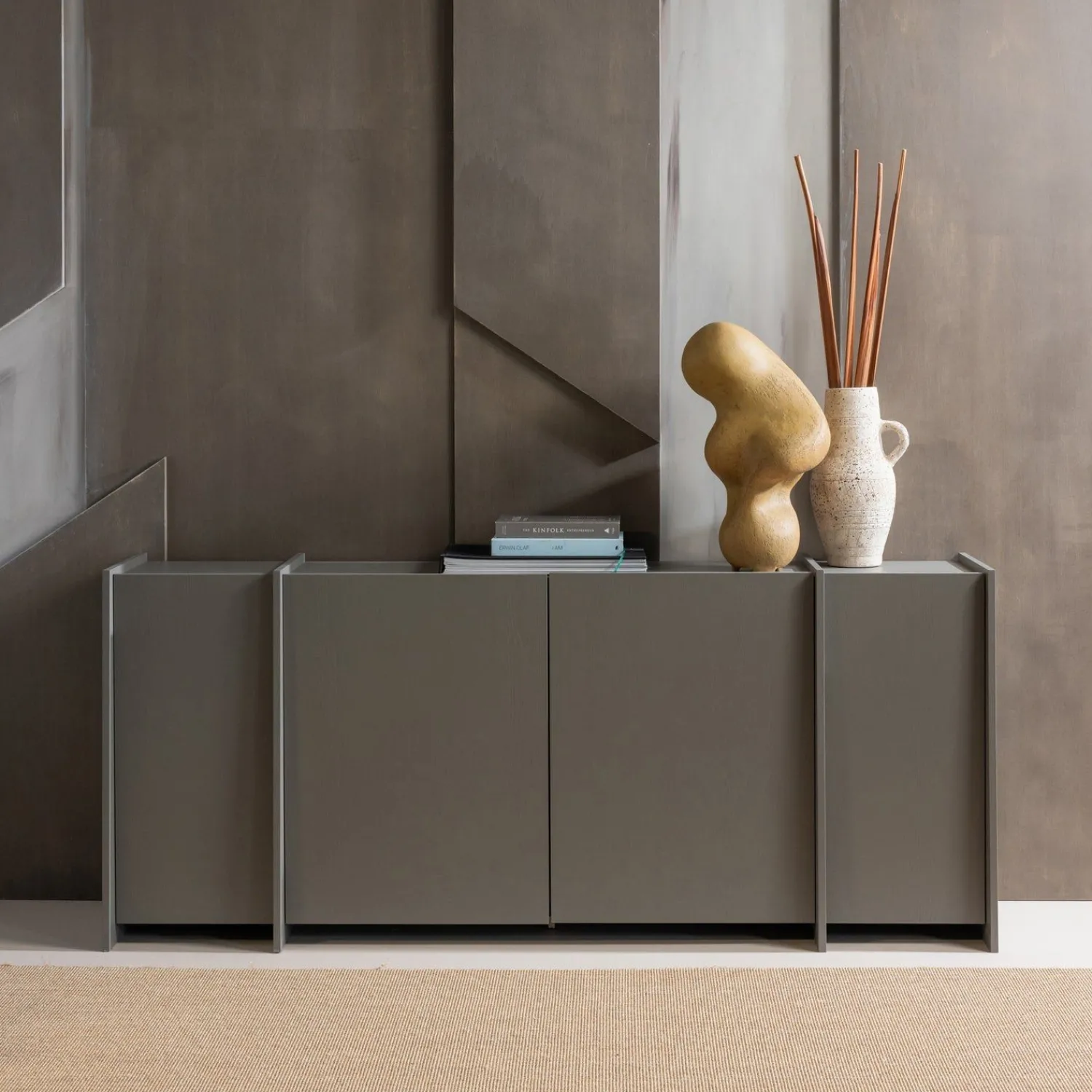 Dressoirs-WOOOD Brock Dressoir Grijs