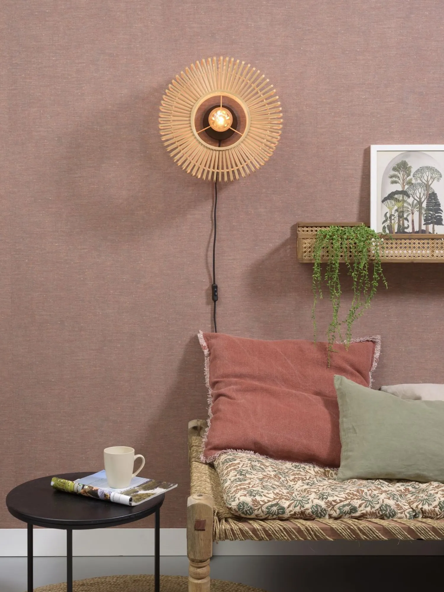 Industriële Wandlampen|Wandlampen-Good&Mojo Bromo Bamboo Wandlamp Natural