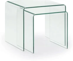 Glazen Bijzettafels-Kave Home Burano Set van 2 Bijzettafel Transparant