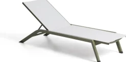 Tuinstoelen-Kave Home Capraia Ligstoel Groen, Wit