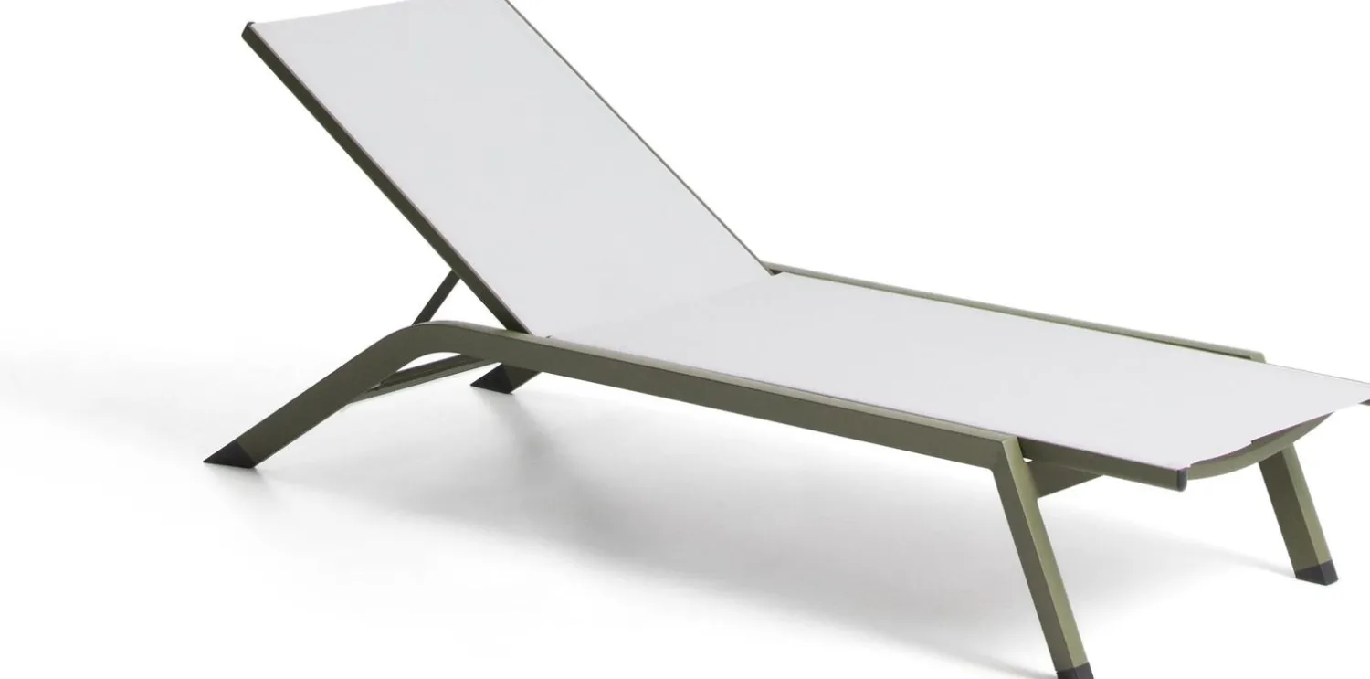 Tuinstoelen-Kave Home Capraia Ligstoel Groen, Wit