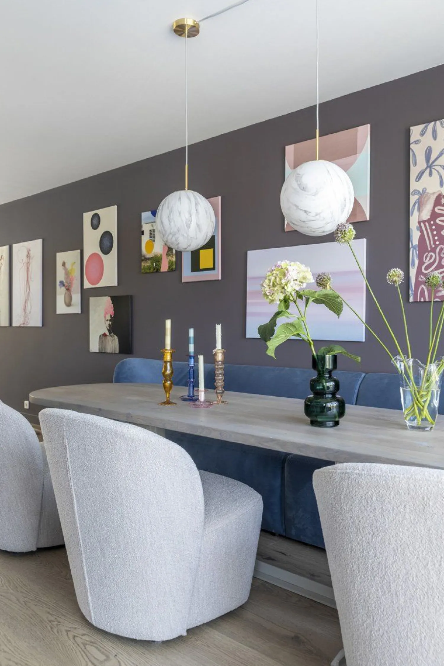 Glazen Hanglampen|Glazen Hanglampen-It's about RoMi Carrara Bol Hanglamp White marble, Gold