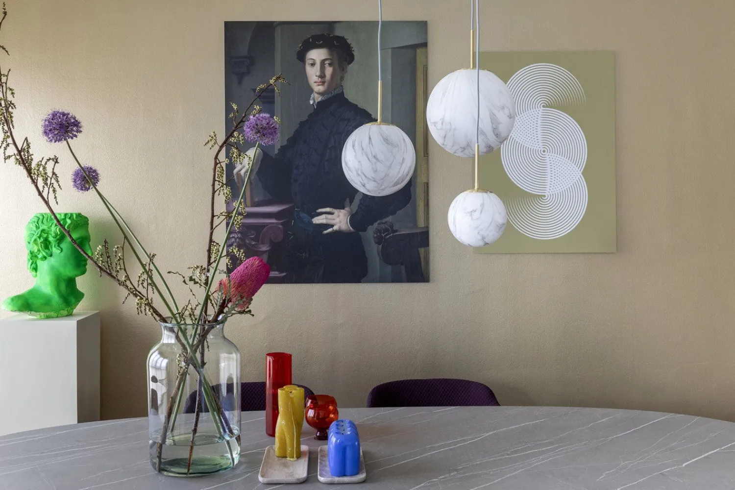 Glazen Hanglampen|Glazen Hanglampen-It's about RoMi Carrara Bol Hanglamp White marble, Gold