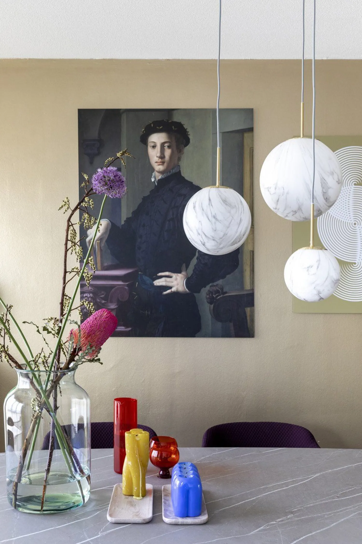 Glazen Hanglampen|Glazen Hanglampen-It's about RoMi Carrara Bol Hanglamp White marble, Gold