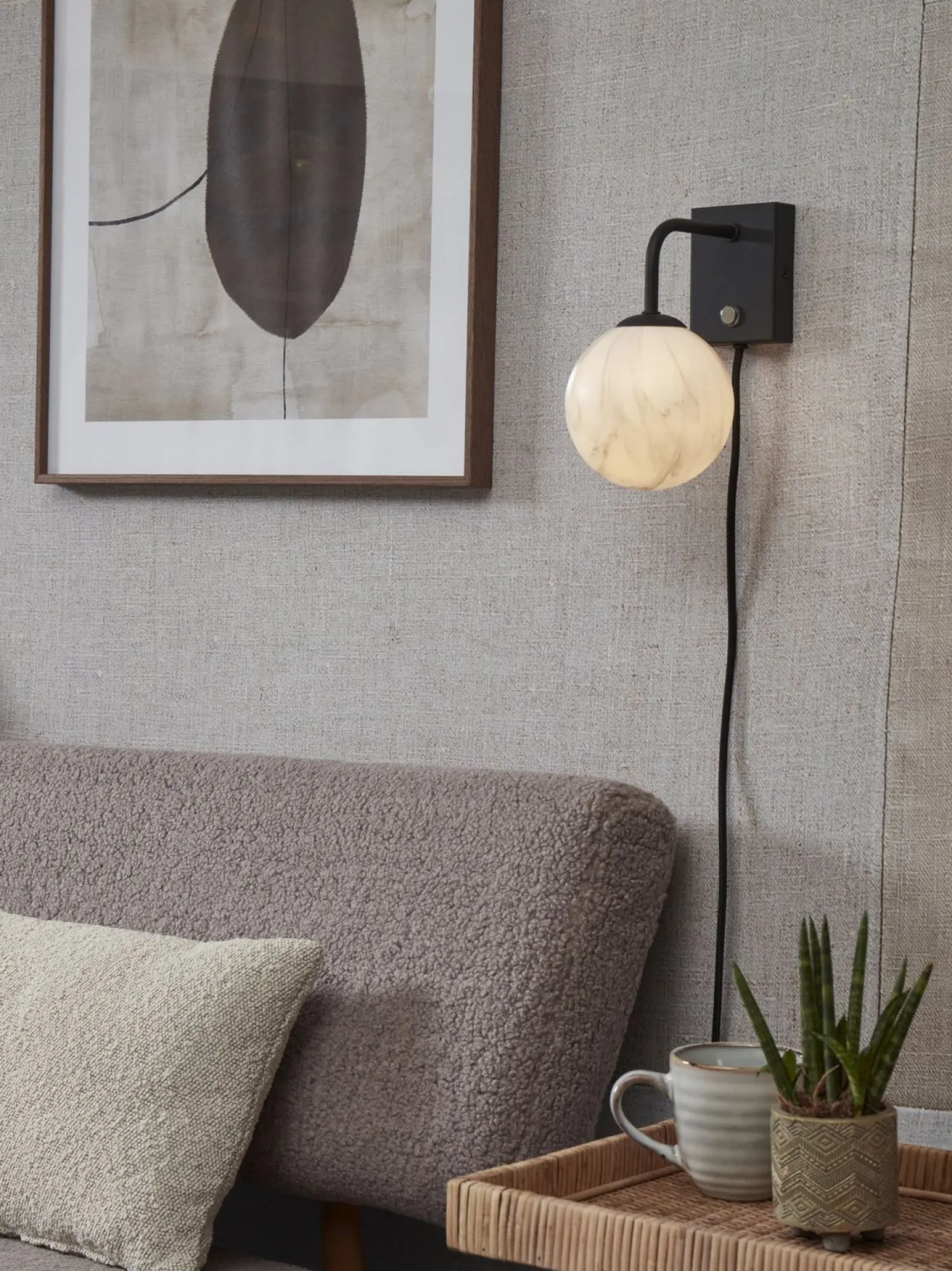 Wandlampen|Wandlampen-It's about RoMi Carrara Wandlamp White marble, Black