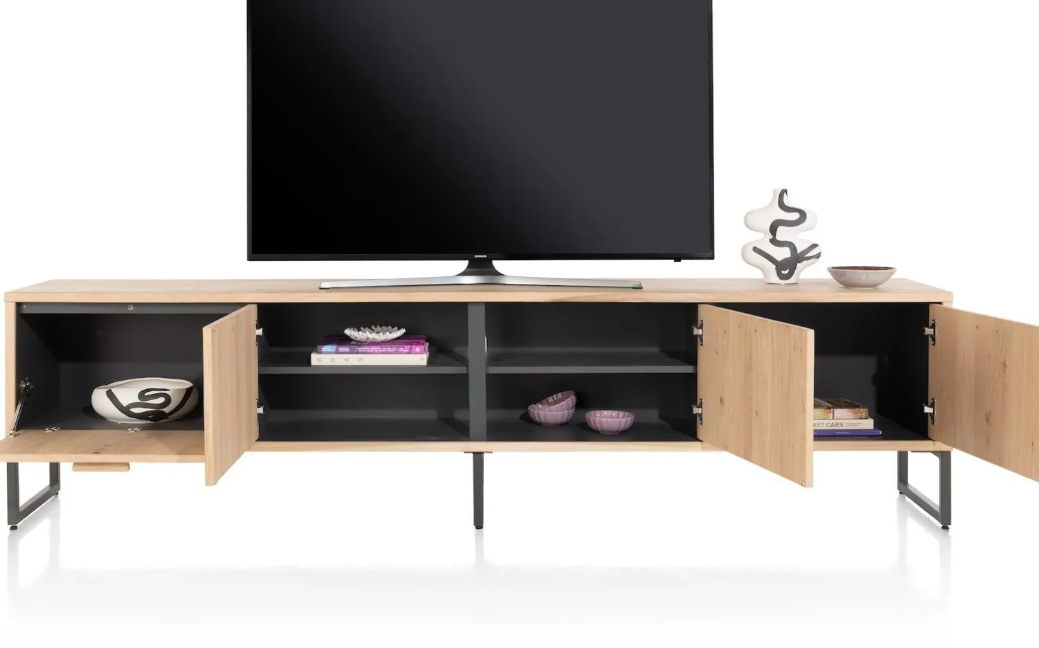 Tv-Meubels-Henders en Hazel Castello Lowboard Naturel, Grafiet