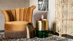 Glazen Bijzettafels|Ronde Bijzettafels-Dutchbone Cave Bijzettafel Green, Gold