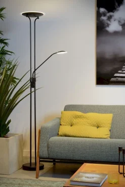 Moderne Vloerlampen|Vloerlampen-Lucide Champion-Led Vloerlamp Zwart