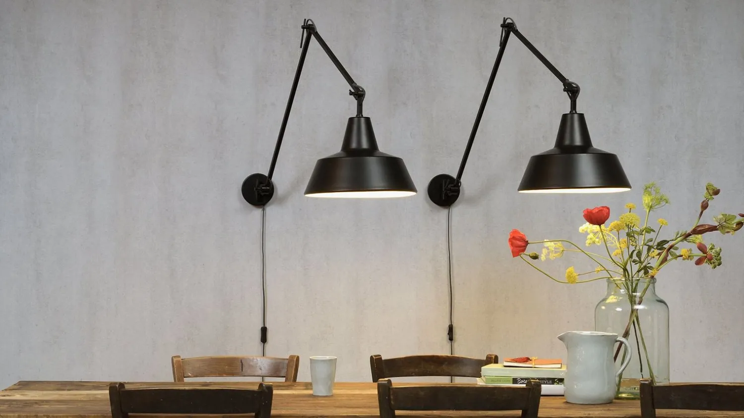 Industriële Wandlampen|Wandlampen-It's about RoMi Chicago Wandlamp Zwart