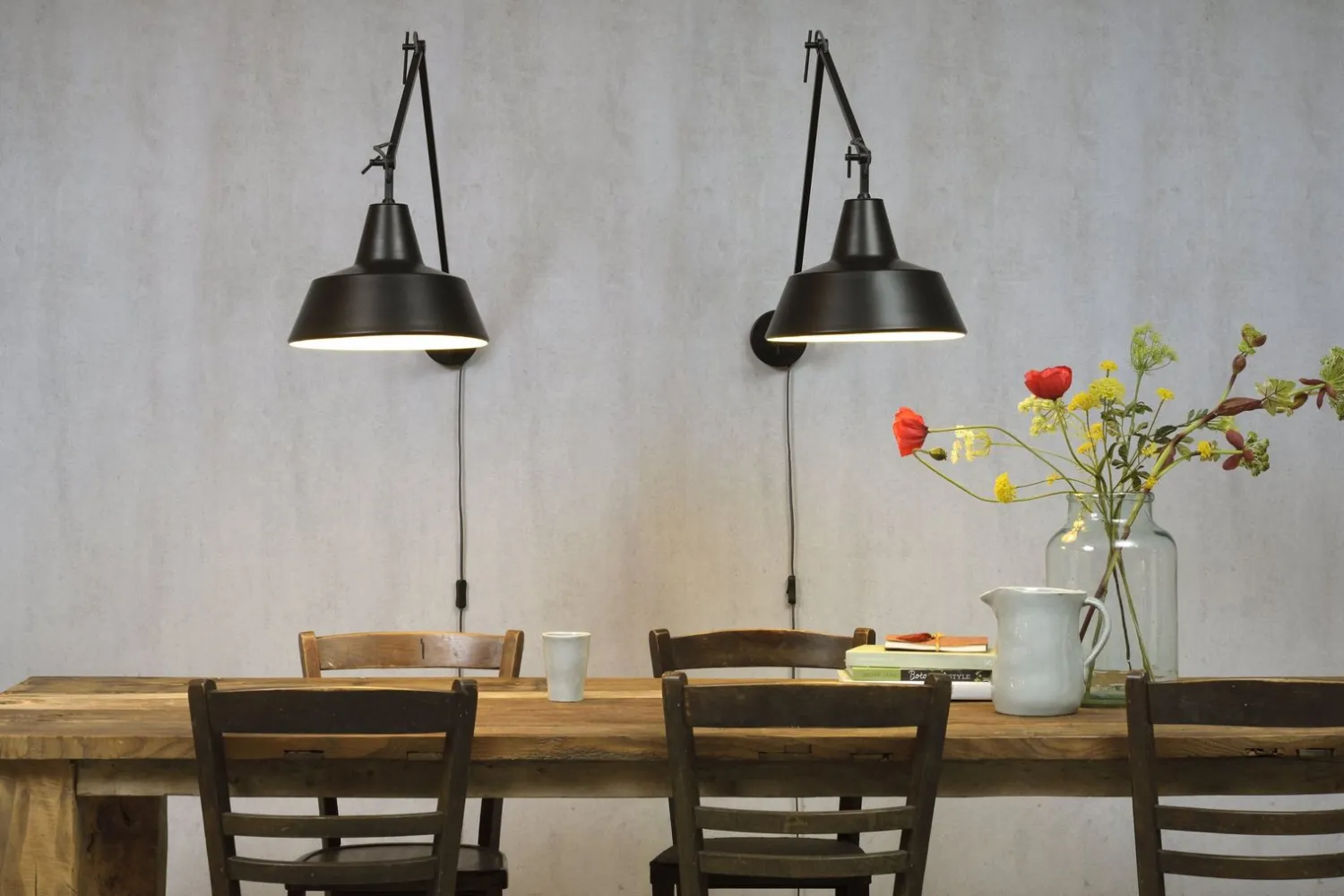 Industriële Wandlampen|Wandlampen-It's about RoMi Chicago Wandlamp Zwart