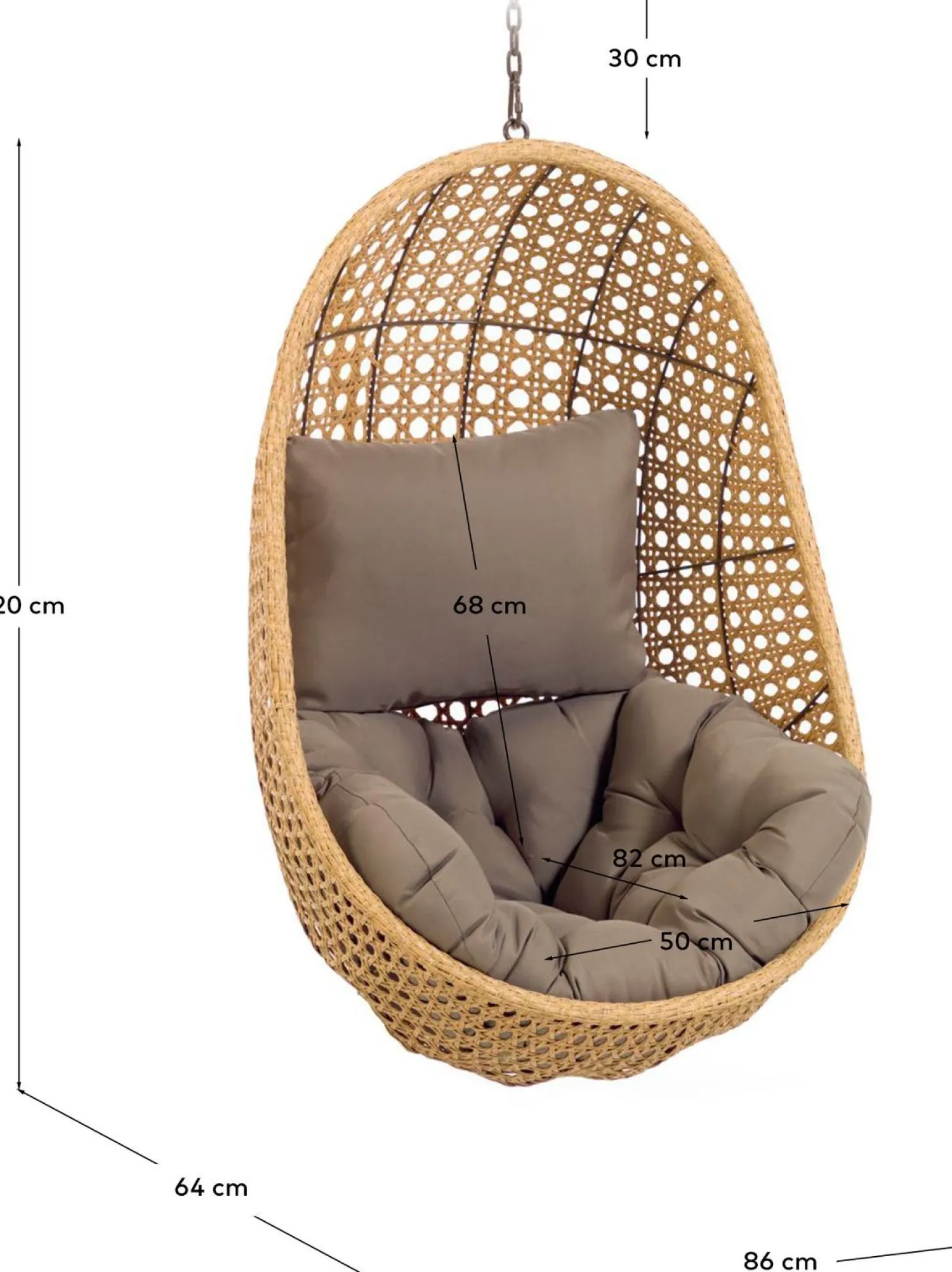 Tuinstoelen-Kave Home Cira Outdoor Hangstoel Naturel, Bruin