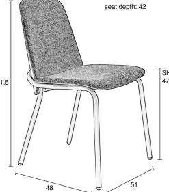 Eetkamerstoelen Zonder Armleuning-Zuiver Clip (set van 2) Eetkamerstoel Black, Grey