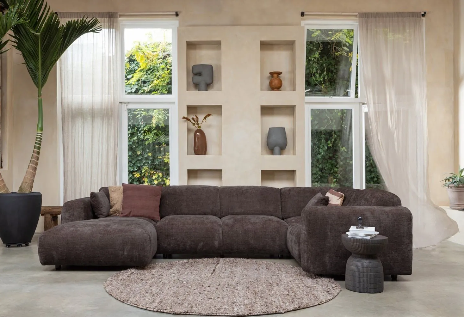 Hoekbanken-WOOOD Cloud U-bank Warm Brown