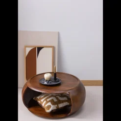 Houten Salontafels|Ronde Salontafels-WOOOD Cole Salontafel Bruin