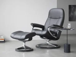 Relaxfauteuils-Stressless Consul Relaxfauteuil + Hocker Light Grey