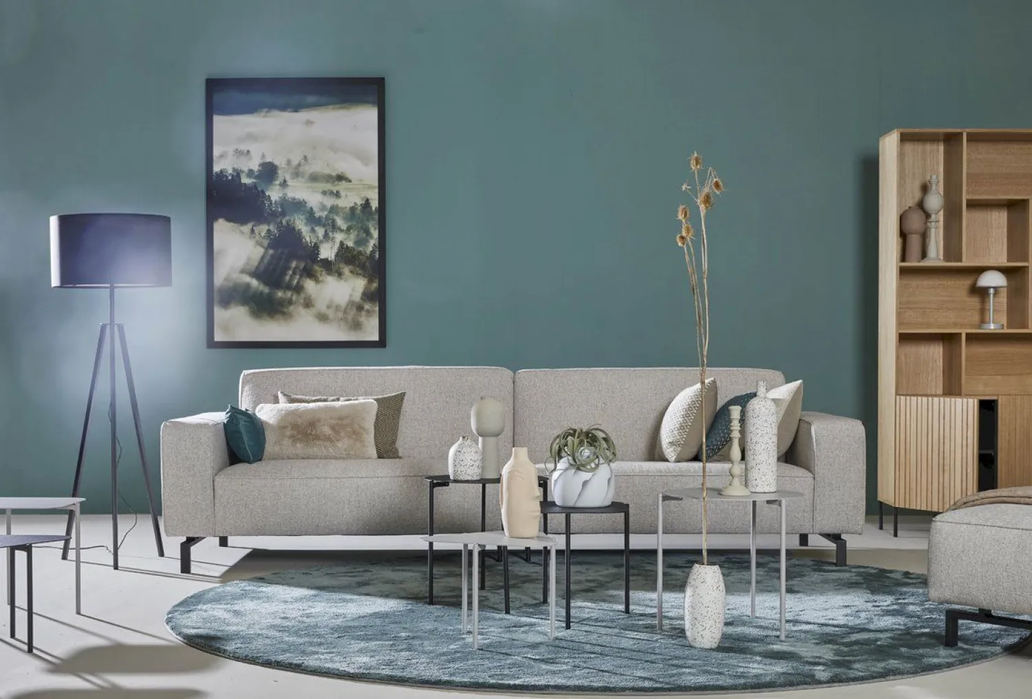 Vloerkleden|Ronde Vloerkleden-Trendhopper Cowan Rond Vloerkleed Blauw
