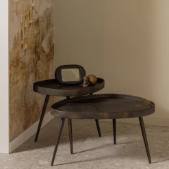 Houten Bijzettafels|Industriële Bijzettafels-WOOOD Crude Bijzettafel Antique Bronze