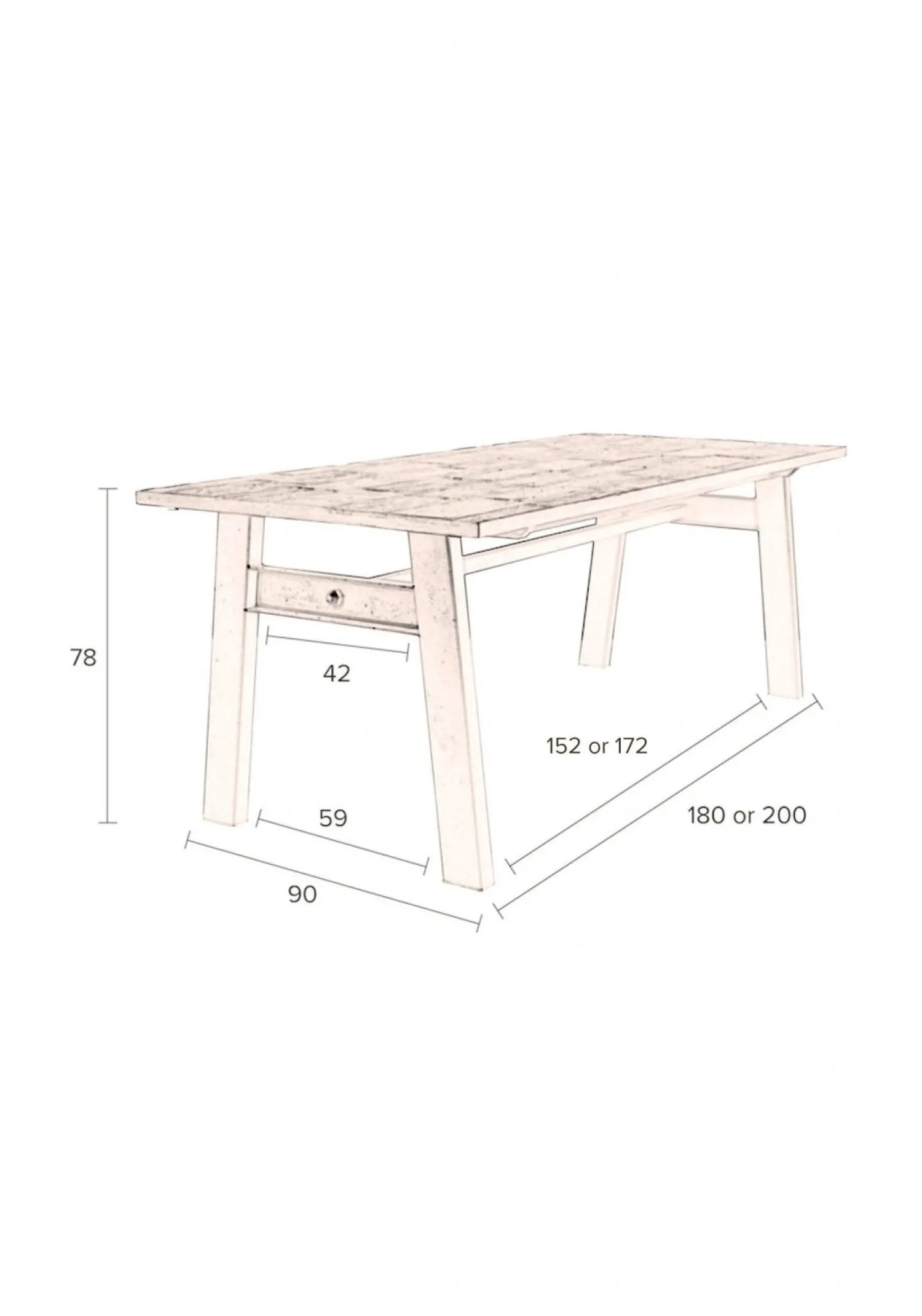 Houten Eettafels|Rechthoekige Eettafels-Dutchbone Crude Eetkamertafel