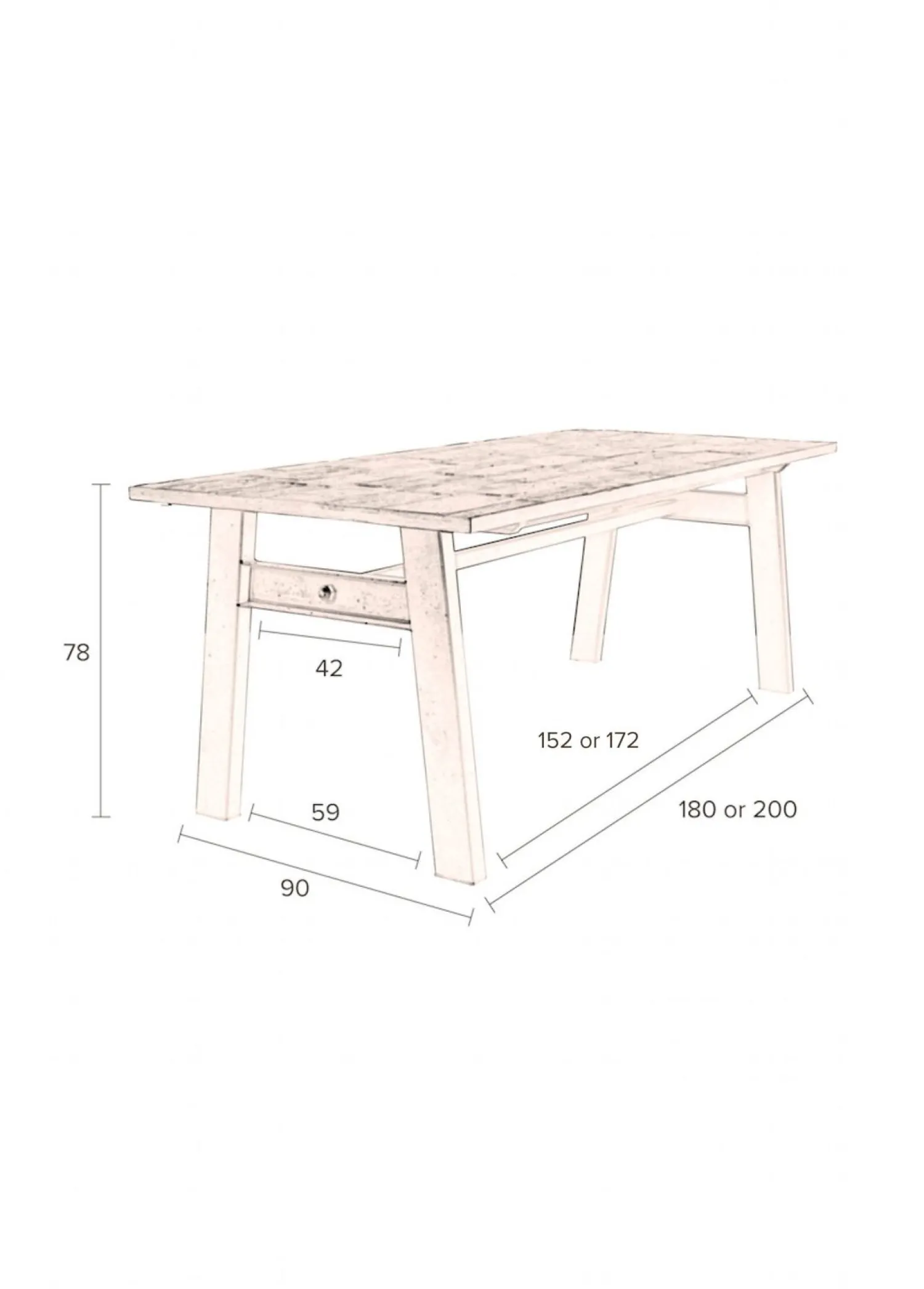 Houten Eettafels|Rechthoekige Eettafels-Dutchbone Crude Eetkamertafel