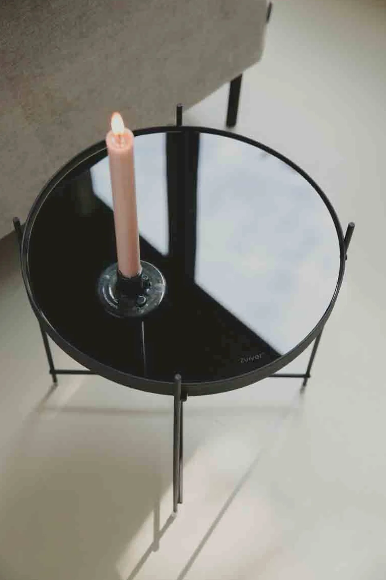 Glazen Bijzettafels|Ronde Bijzettafels-Zuiver Cupid L Bijzettafel Black