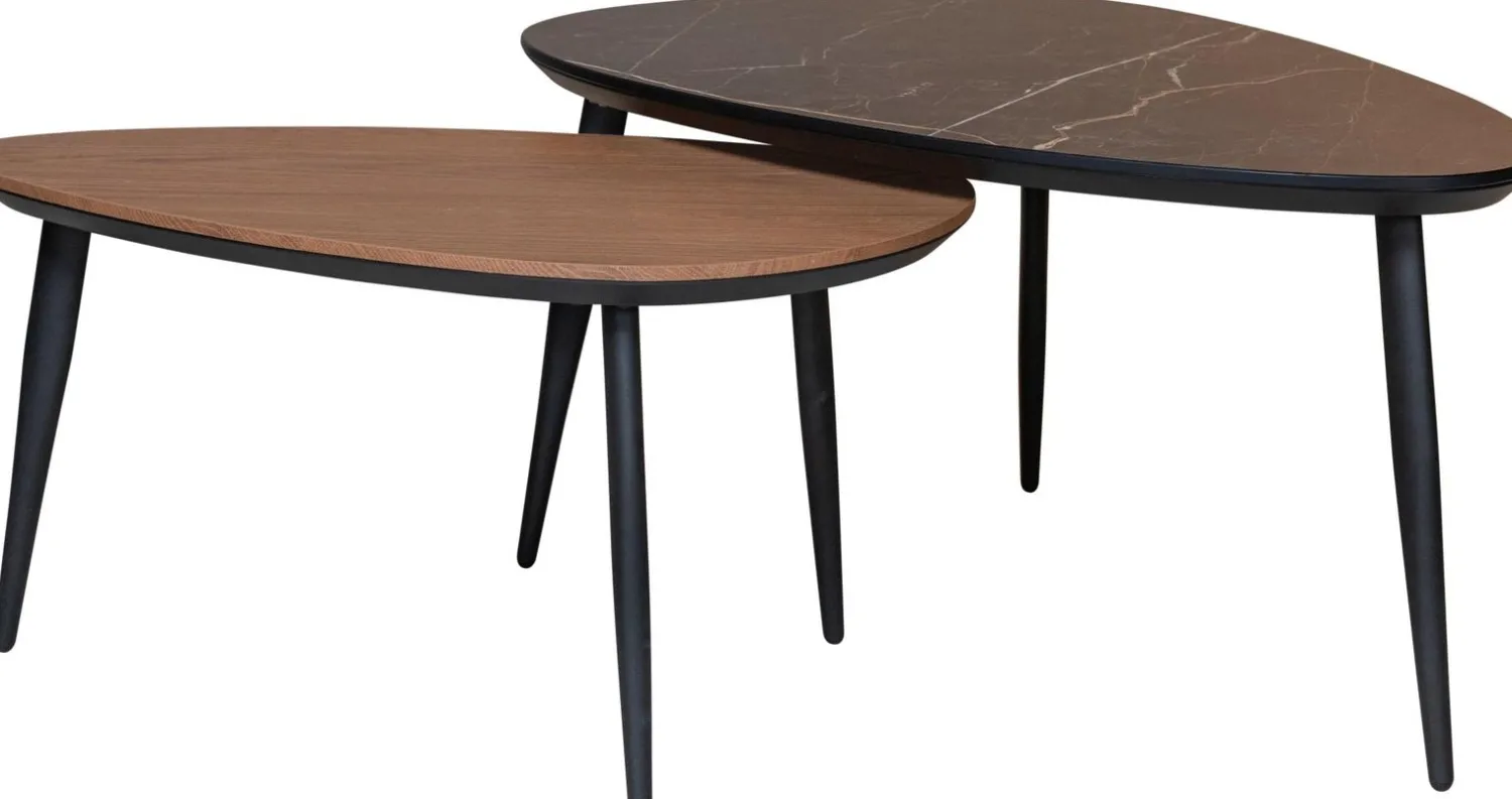 Organische Salontafels-Eijerkamp Collectie Dani Salontafelset Marble Bromo, Hazel