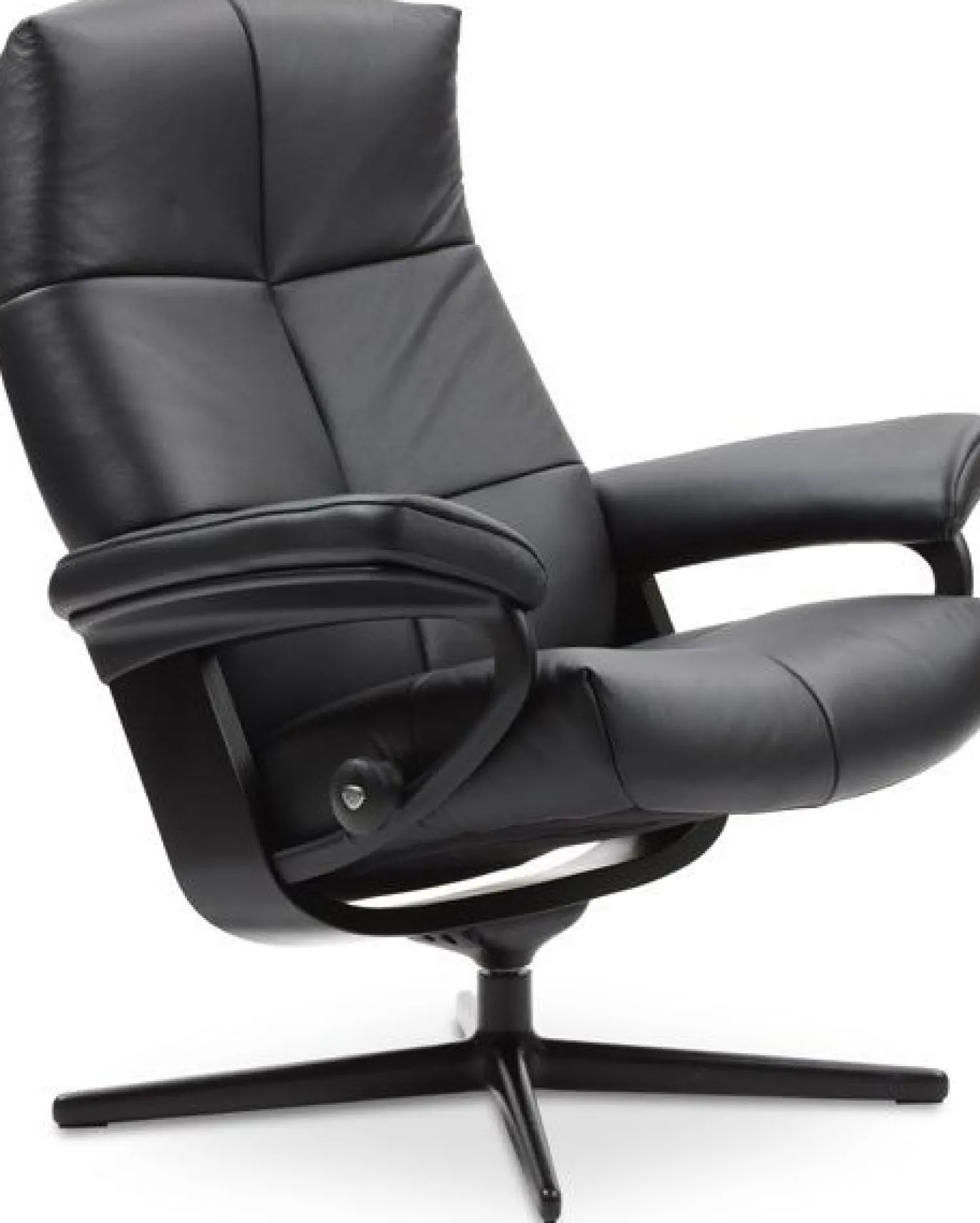 Leren Fauteuils|Relaxfauteuils-Stressless David Relaxfauteuil + Hocker Dark Mushroom