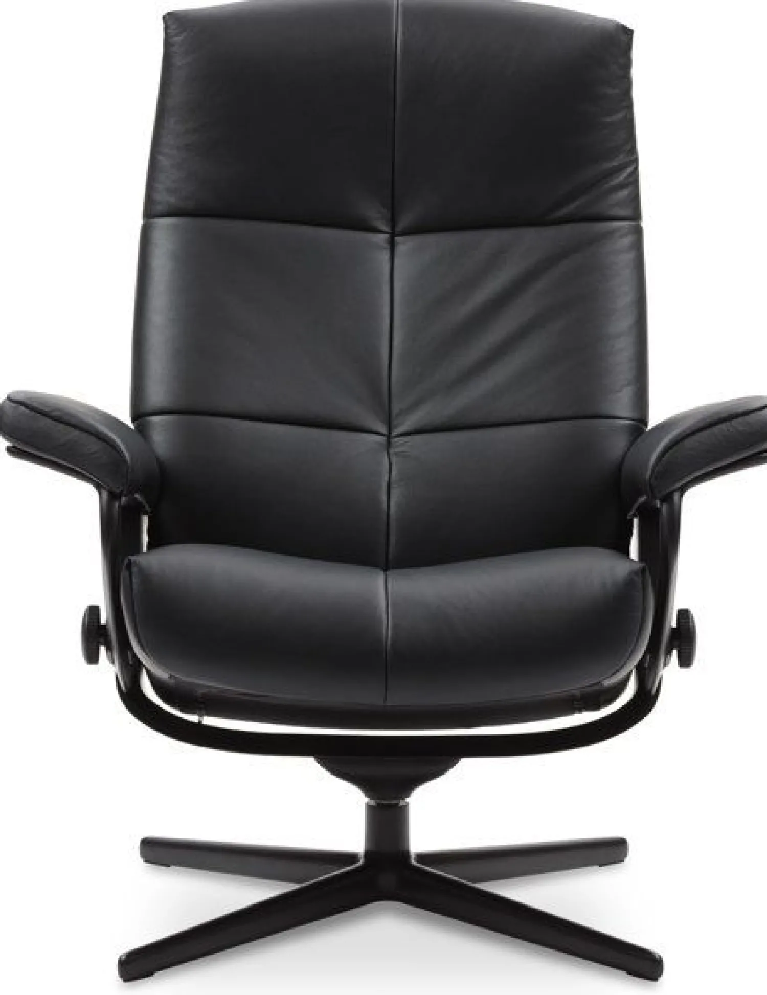 Leren Fauteuils|Relaxfauteuils-Stressless David Relaxfauteuil + Hocker Dark Mushroom