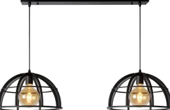Industriële Hanglampen|Industriële Hanglampen-Lucide Dikra Hanglamp Zwart