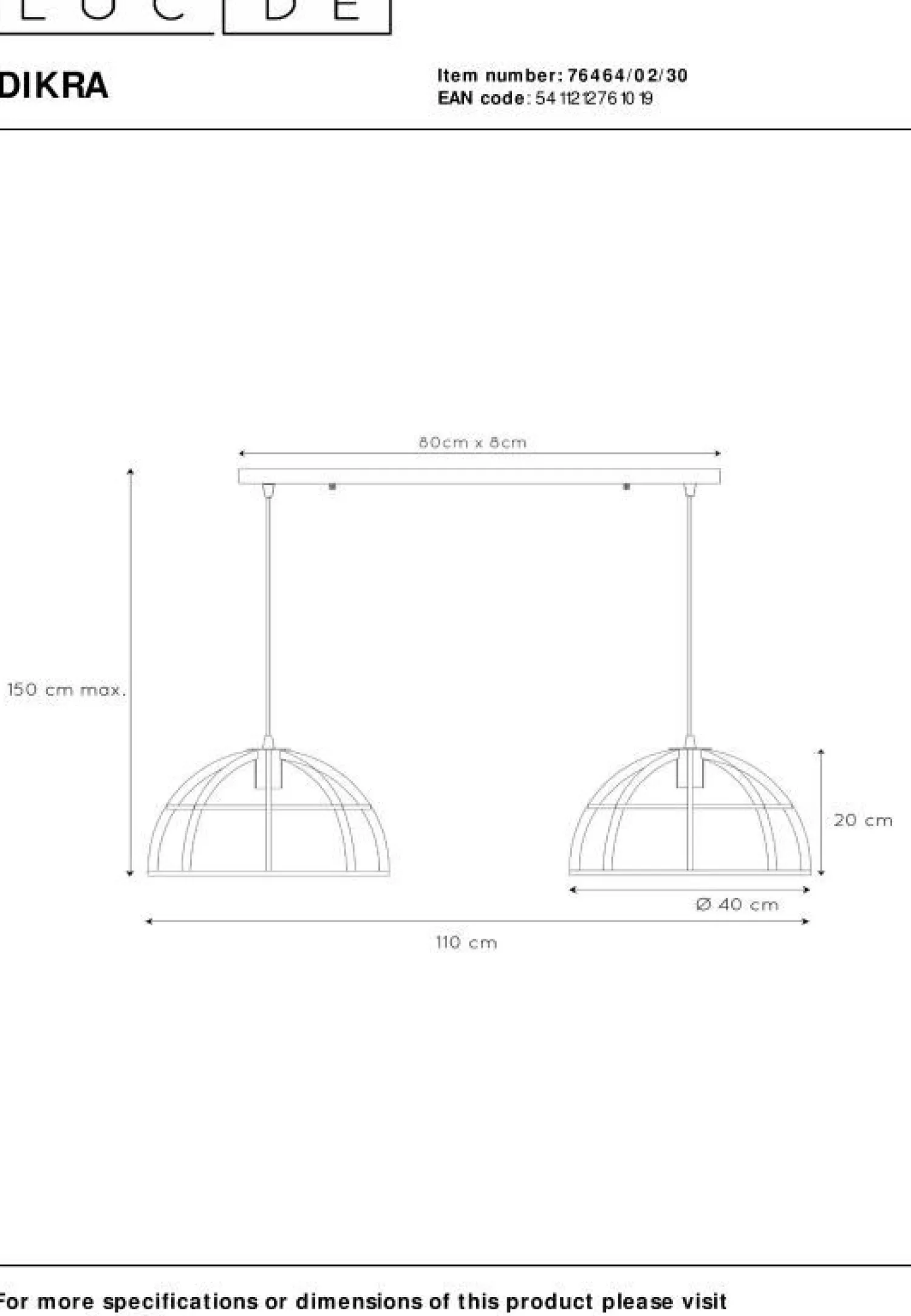 Industriële Hanglampen|Industriële Hanglampen-Lucide Dikra Hanglamp Zwart