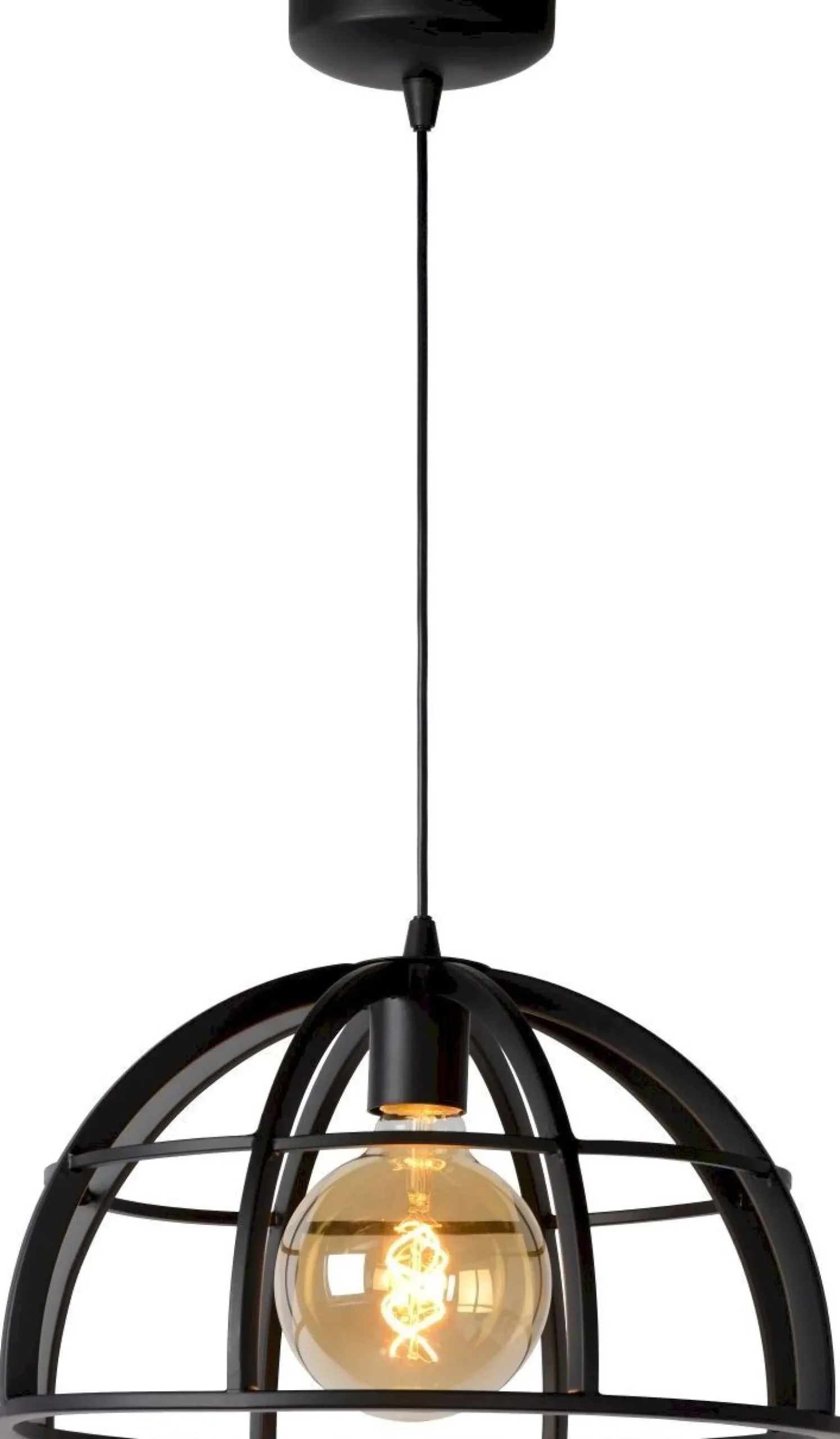 Industriële Hanglampen|Industriële Hanglampen-Lucide Dikra Hanglamp Zwart