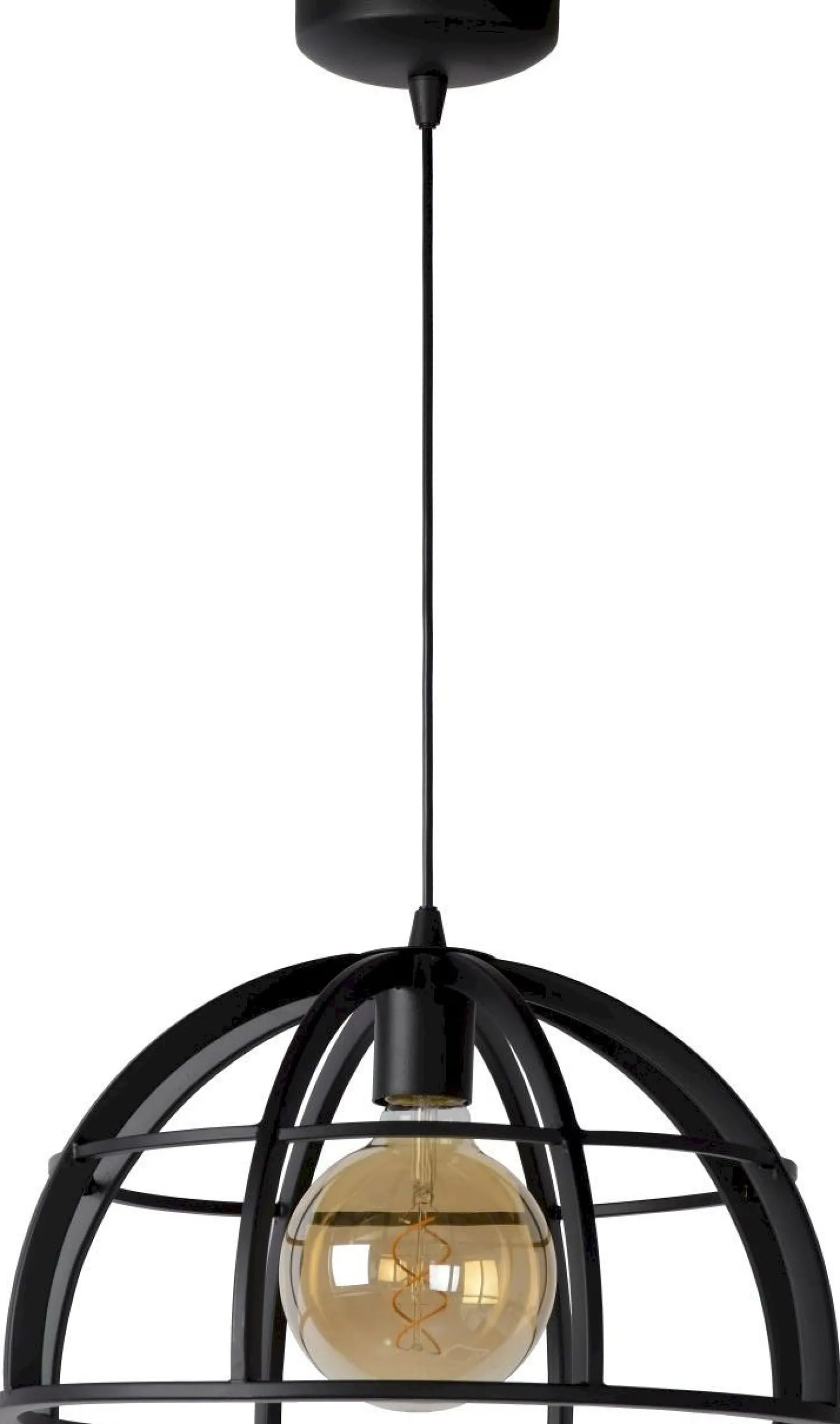Industriële Hanglampen|Industriële Hanglampen-Lucide Dikra Hanglamp Zwart