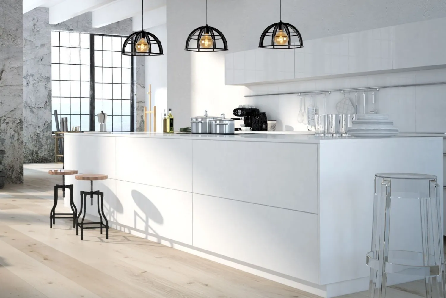 Industriële Hanglampen|Industriële Hanglampen-Lucide Dikra Hanglamp Zwart