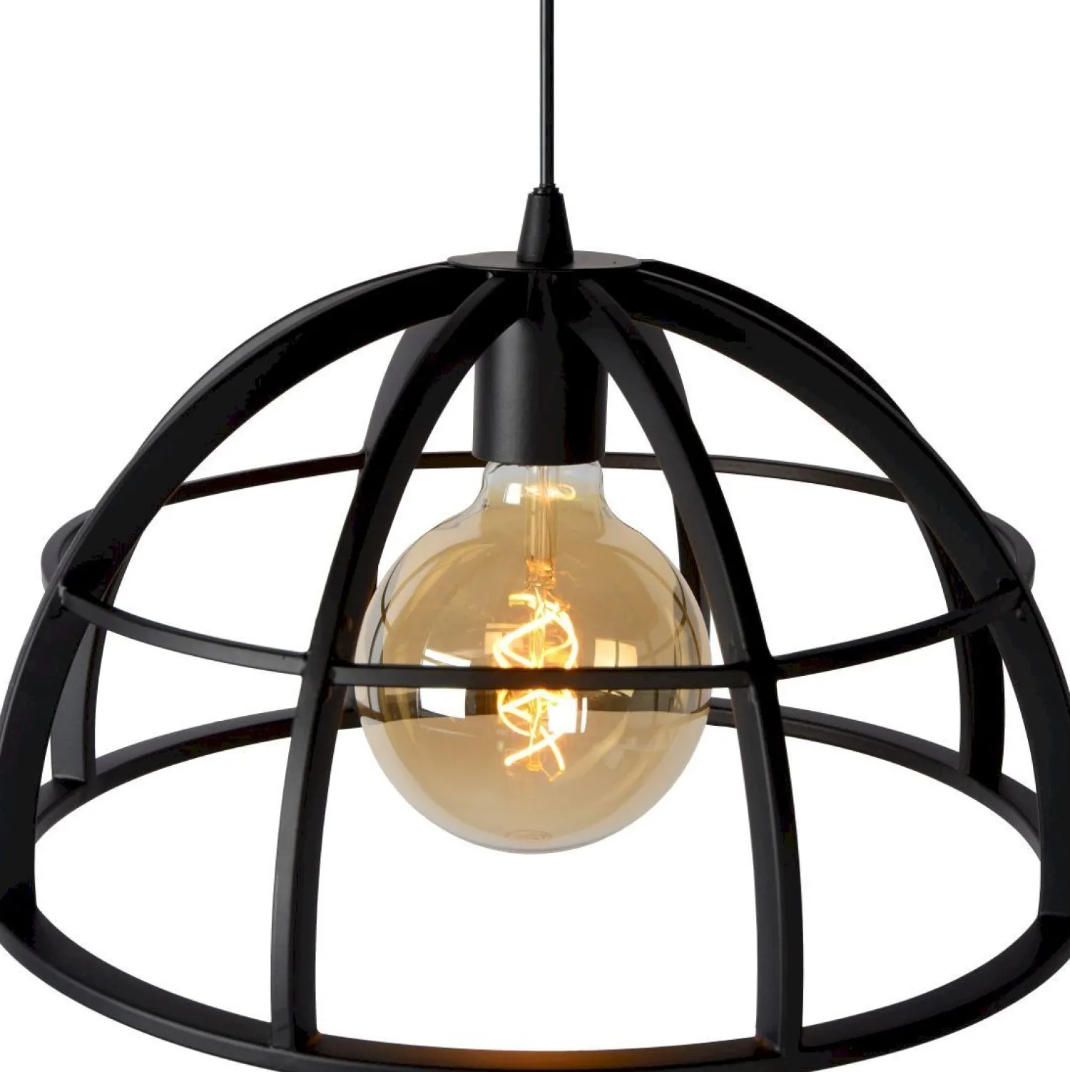 Industriële Hanglampen|Industriële Hanglampen-Lucide Dikra Hanglamp Zwart