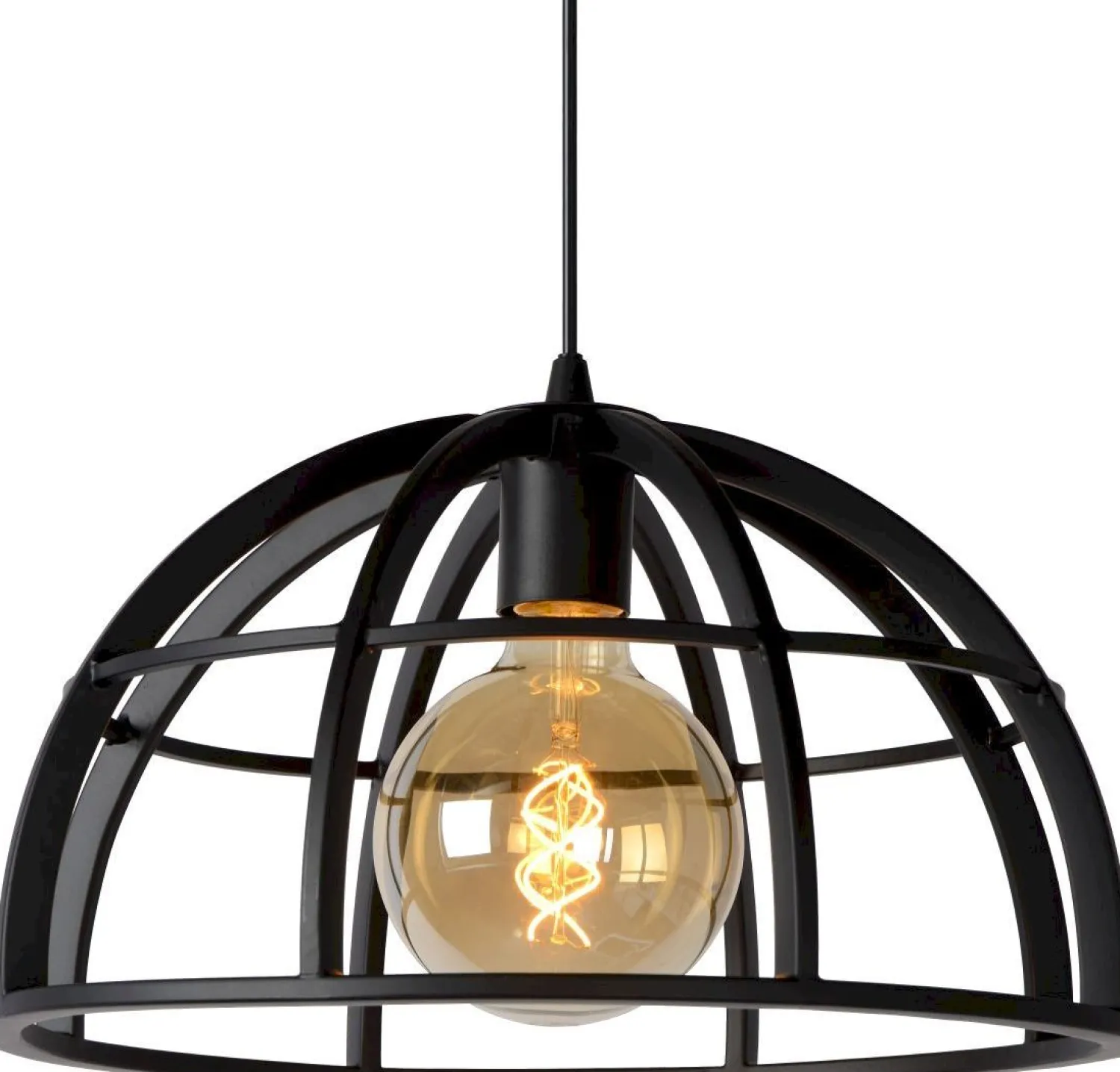 Industriële Hanglampen|Industriële Hanglampen-Lucide Dikra Hanglamp Zwart