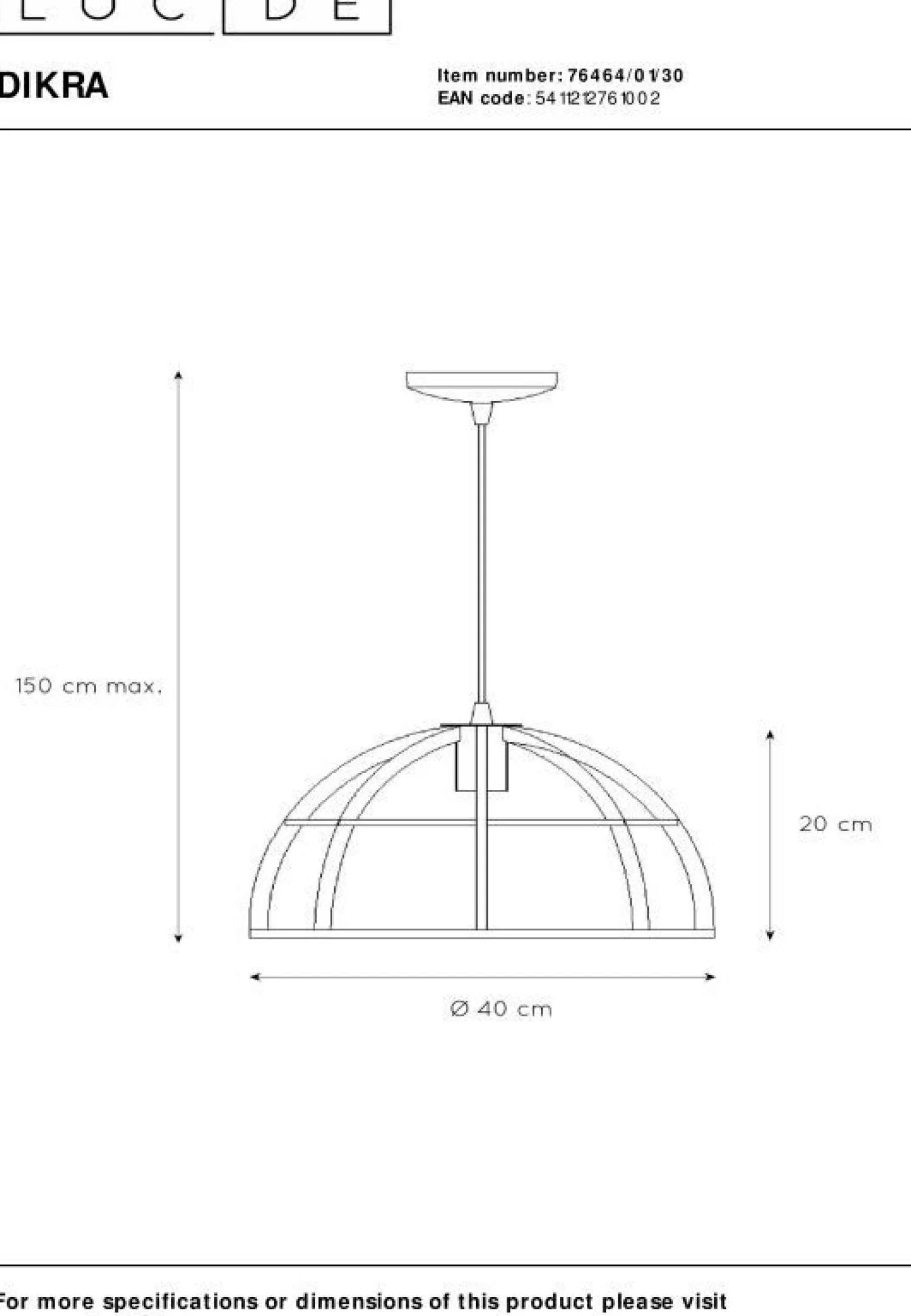 Industriële Hanglampen|Industriële Hanglampen-Lucide Dikra Hanglamp Zwart