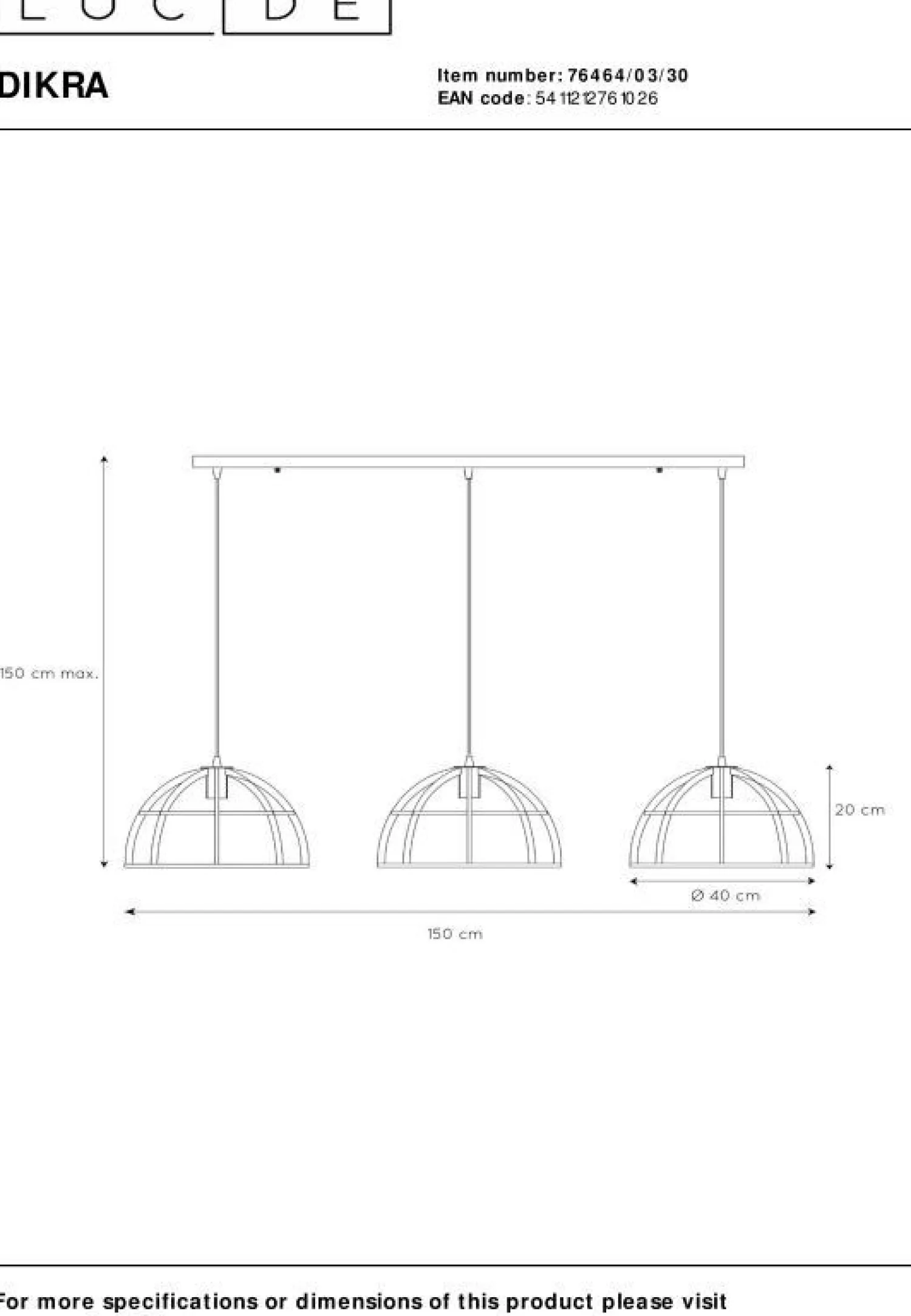 Industriële Hanglampen|Industriële Hanglampen-Lucide Dikra Hanglamp Zwart