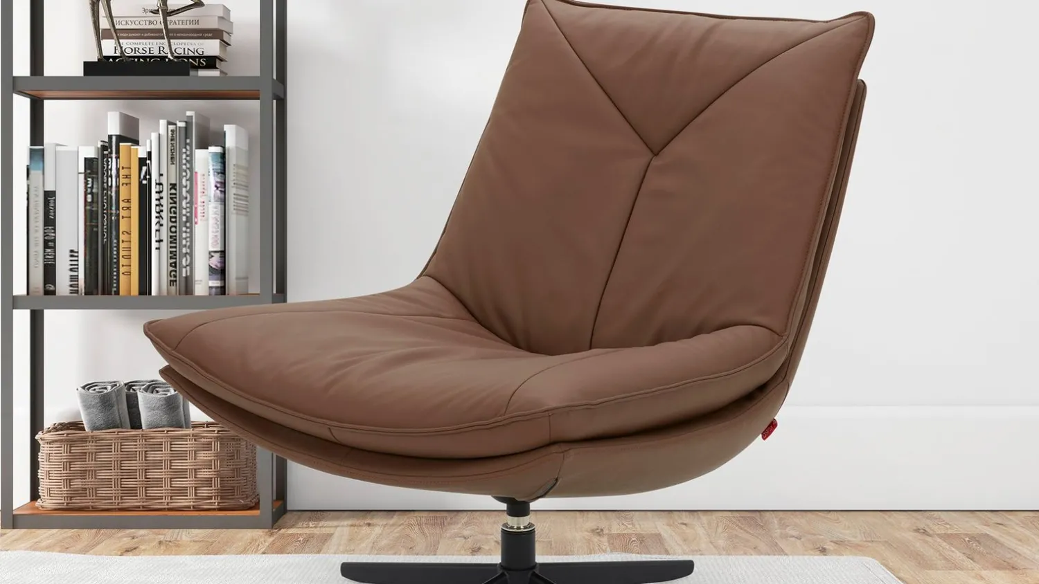 Leren Fauteuils|Draaifauteuils-Eijerkamp Collectie Don Draaifauteuil Tan